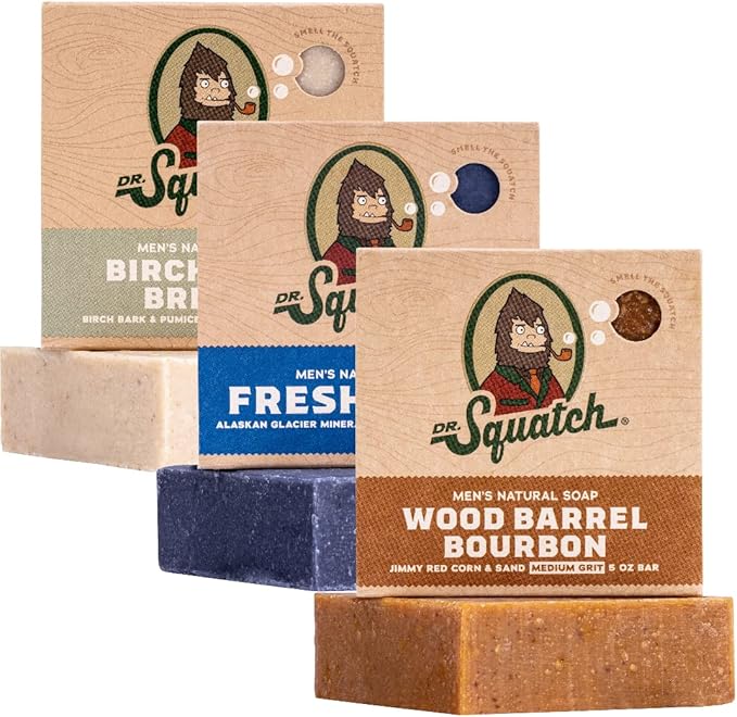 Dr. Squatch Men's Natural Bar Soap from Moisturizing Soap Made from Natural Oils - Cold Process Soap with No Harsh Chemicals - Wood Barrel Bourbon, Fresh Falls, Birchwood Breeze (3 Pack) - Image 2